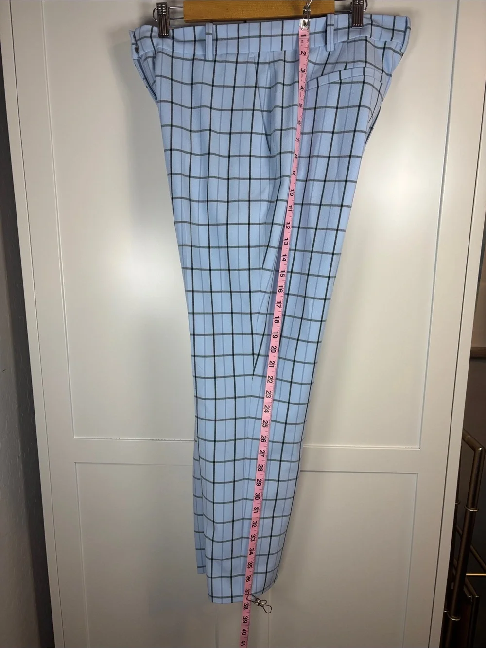 Tory Burch Light Blue Windowpane Chinos